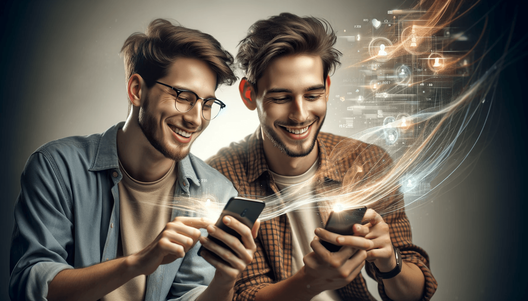 Friends swiping together